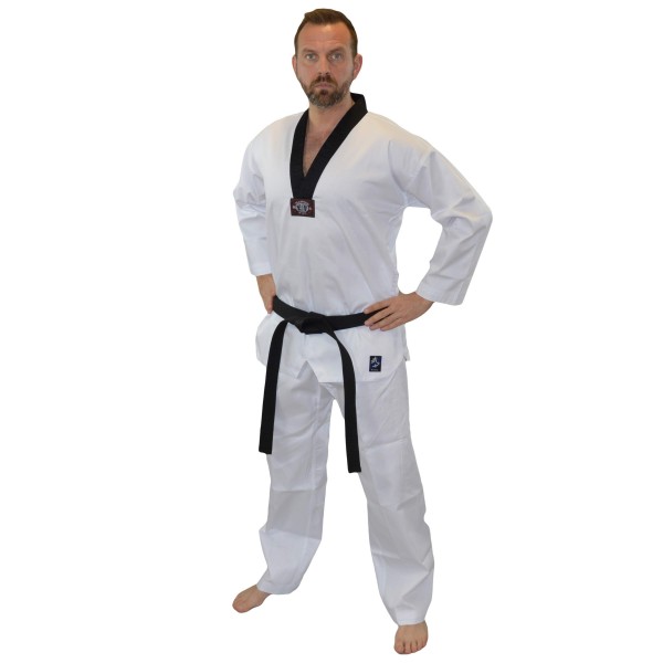 Phoenix Taekwondoanzug BASIC EDITION MASTER Dobok weiß, schwarzes Revers