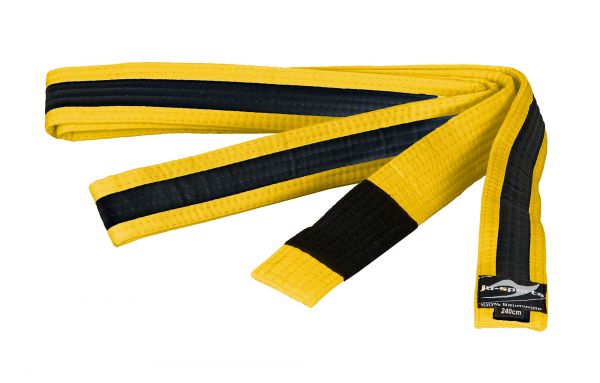 Ju-Sports Bjj Kindergürtel gelb mit schwarzem Streifen