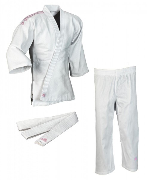 adidas Judo-Anzug "Club" weiß/pinke Streifen, J350