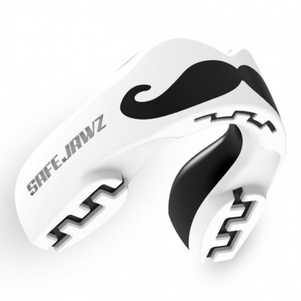 SAFEFJAWZ Mundschutz Extro-Series Moustache White/Black Zahnschutz
