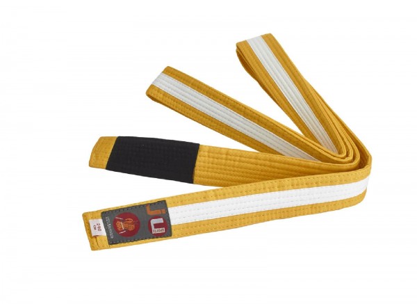Ju-Sports Bjj Kindergürtel gelb mit weißem Streifen