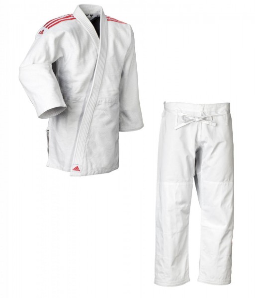 adidas Judo-Anzug "Quest" weiß/rote Streifen, J690