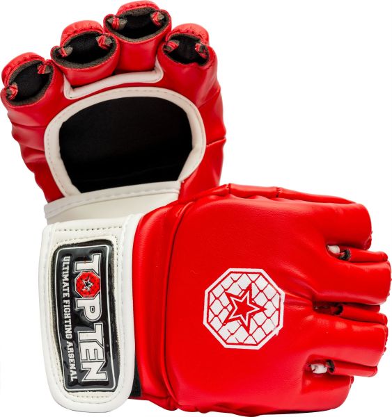 Top Ten MMA Handschuhe Striking C-Type Rot-Weiß